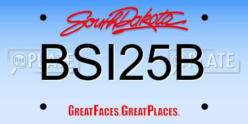 BSI25B South Dakota License Plate