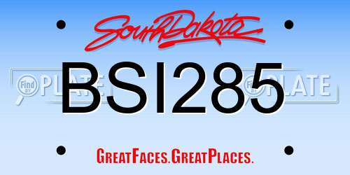 BSI285 South Dakota License Plate