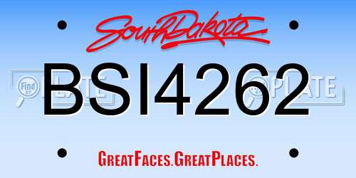 BSI4262 South Dakota License Plate