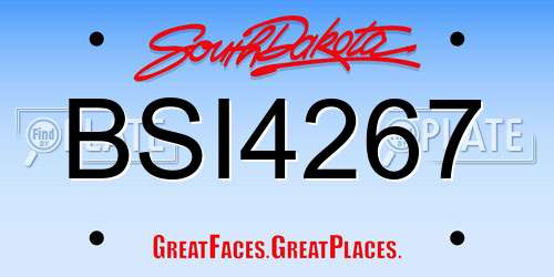 BSI4267 South Dakota License Plate