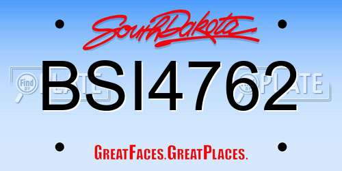 BSI4762 South Dakota License Plate