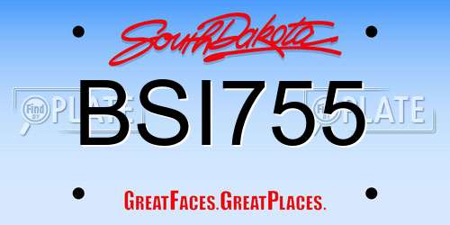 BSI755 South Dakota License Plate