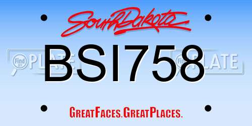 BSI758 South Dakota License Plate