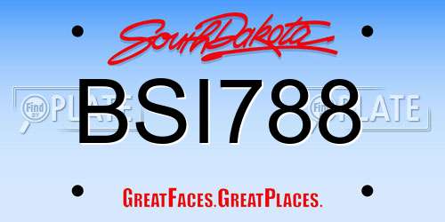 BSI788 South Dakota License Plate