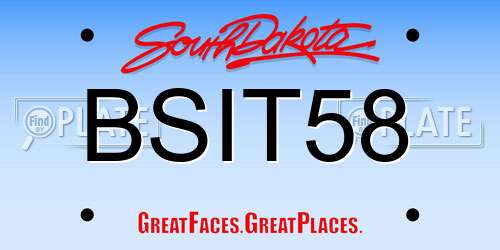 BSIT58 South Dakota License Plate