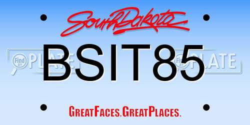 BSIT85 South Dakota License Plate