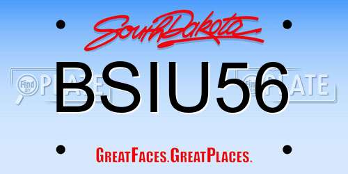 BSIU56 South Dakota License Plate