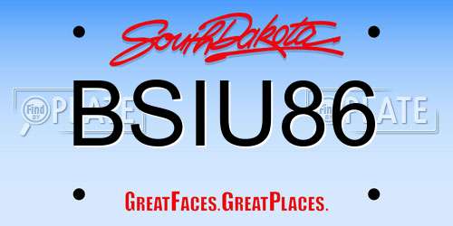 BSIU86 South Dakota License Plate