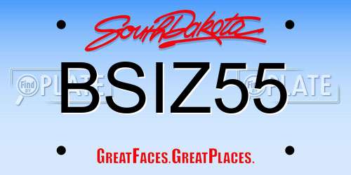 BSIZ55 South Dakota License Plate