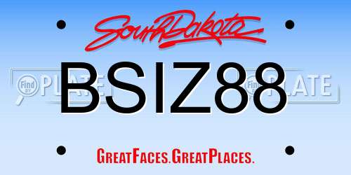 BSIZ88 South Dakota License Plate
