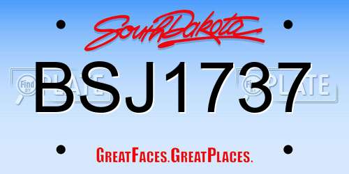 BSJ1737 South Dakota License Plate