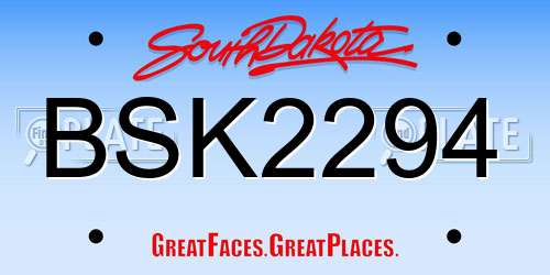 BSK2294 South Dakota License Plate