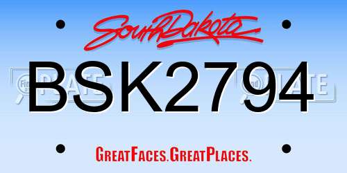 BSK2794 South Dakota License Plate