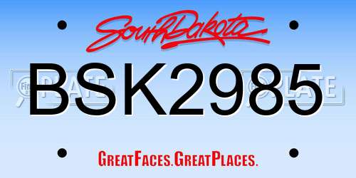 BSK2985 South Dakota License Plate