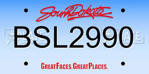 BSL2990 South Dakota License Plate