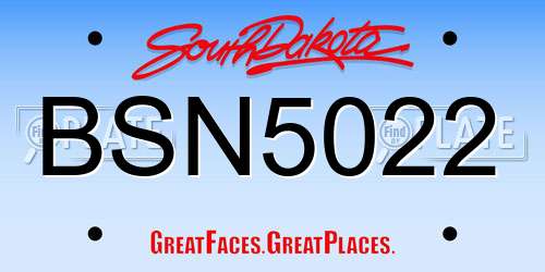 BSN5022 South Dakota License Plate