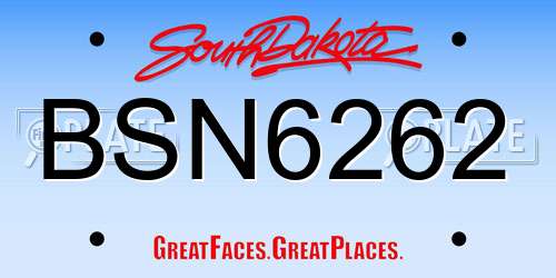 BSN6262 South Dakota License Plate