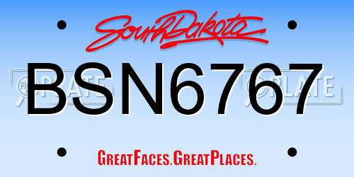 BSN6767 South Dakota License Plate