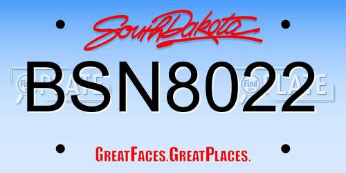 BSN8022 South Dakota License Plate