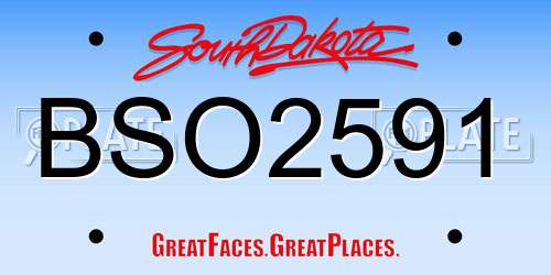 BSO2591 South Dakota License Plate