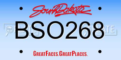 BSO268 South Dakota License Plate