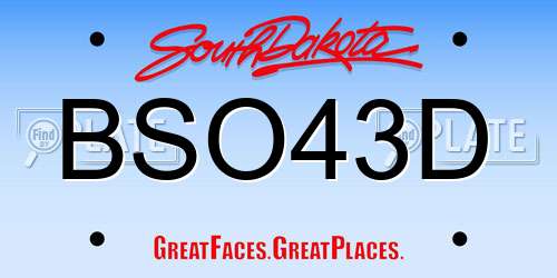 BSO43D South Dakota License Plate