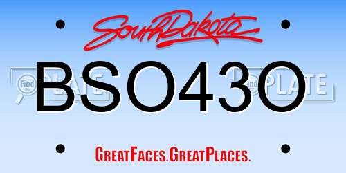 BSO43O South Dakota License Plate