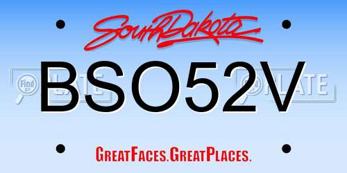 BSO52V South Dakota License Plate