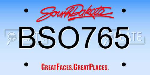 BSO765 South Dakota License Plate