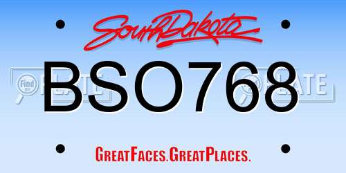 BSO768 South Dakota License Plate