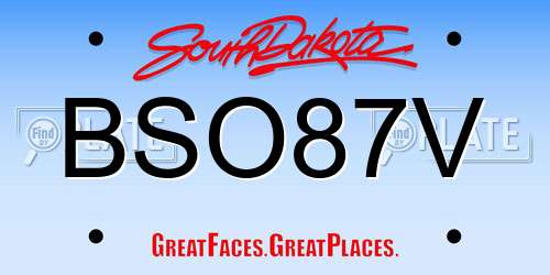 BSO87V South Dakota License Plate