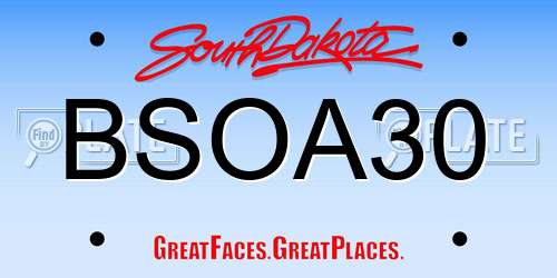 BSOA30 South Dakota License Plate