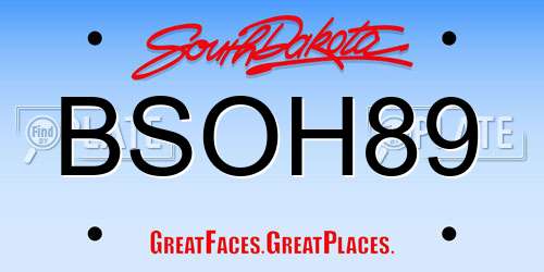 BSOH89 South Dakota License Plate