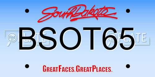 BSOT65 South Dakota License Plate