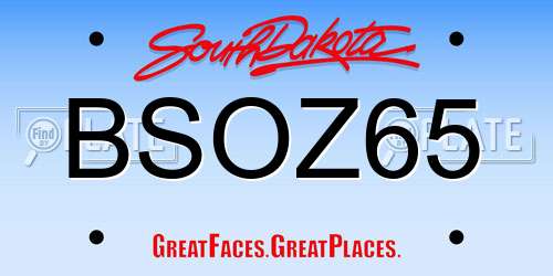 BSOZ65 South Dakota License Plate