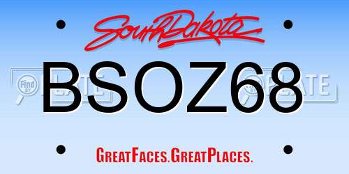 BSOZ68 South Dakota License Plate