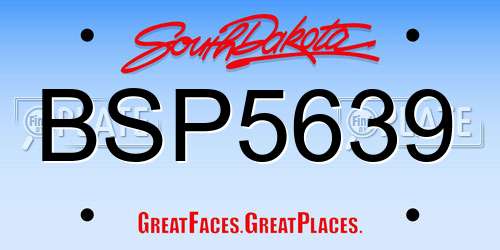 BSP5639 South Dakota License Plate