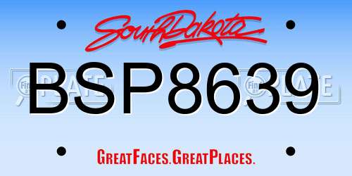 BSP8639 South Dakota License Plate