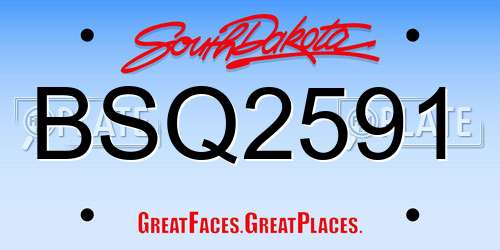 BSQ2591 South Dakota License Plate