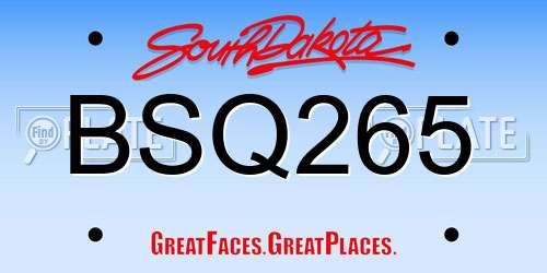 BSQ265 South Dakota License Plate