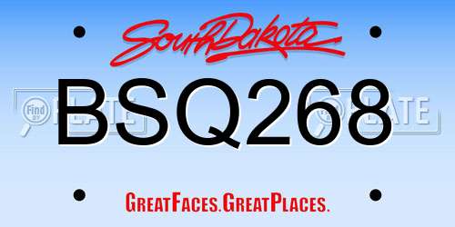 BSQ268 South Dakota License Plate