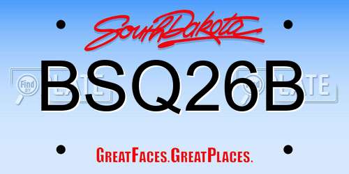 BSQ26B South Dakota License Plate