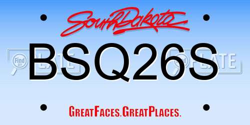 BSQ26S South Dakota License Plate