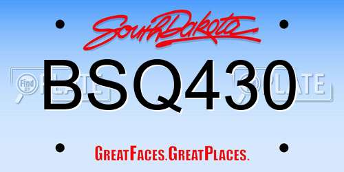 BSQ430 South Dakota License Plate