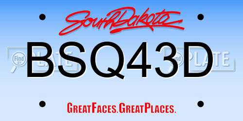 BSQ43D South Dakota License Plate