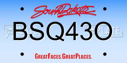 BSQ43O South Dakota License Plate