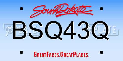 BSQ43Q South Dakota License Plate