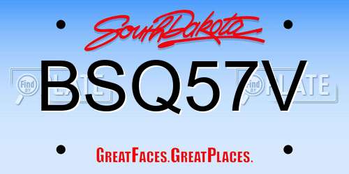 BSQ57V South Dakota License Plate
