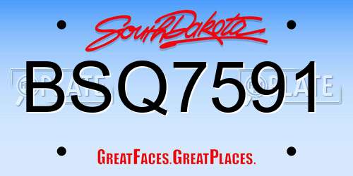 BSQ7591 South Dakota License Plate