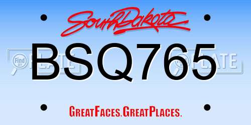 BSQ765 South Dakota License Plate